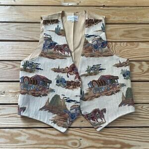 Vintage Conterio Pioneer Covered Wagon Vest Size Large Women’s Beige
